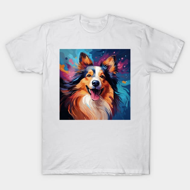 Abstract shetland sheepdog portrait painting T-Shirt by Danielleroyer